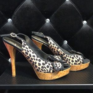 GUESS Peep Toe Platform Heels.